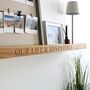 Solid Oak Floating Picture Ledge Shelf Made To Measure With Carved Text, thumbnail 3 of 10
