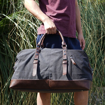 Unisex Canvas Duffle Travel Weekender Bag, 9 of 12