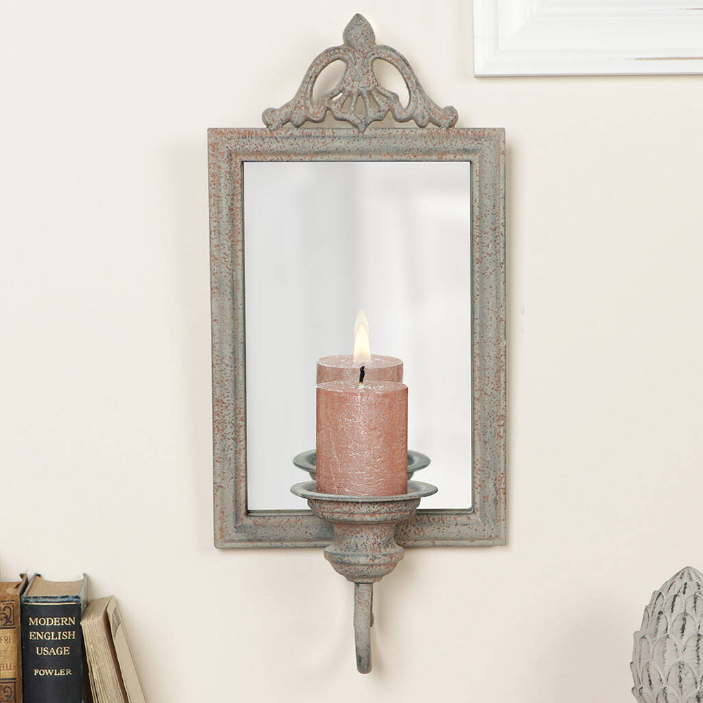 Set Of Two Wall Mirror Candle Holder Sconces By Dibor