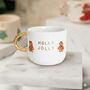 Holly Gingerbread Handmade Ceramic Mug With 24 Ct Gold Plated Handle, thumbnail 3 of 3