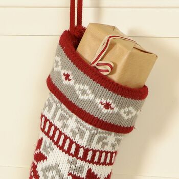 Personalised Chunky Knit Fair Isle Christmas Stocking, 8 of 10