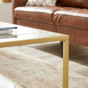 Coffee Table With Glass Top And Storage Compartment, 4 of 8