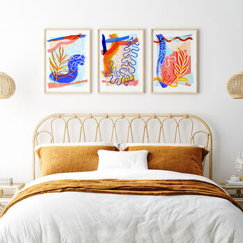 Orange And Blue Abstract Print Set Of Three, 7 of 12