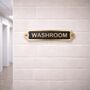 Classic Brass Washroom Door Plaque With Black Finish, thumbnail 5 of 5