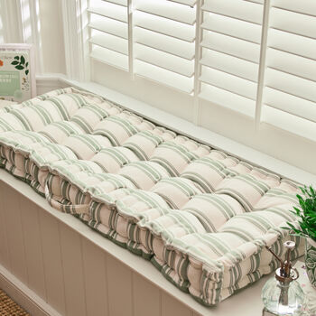 Greenfield Striped Cotton Bench Cushion, 2 of 7