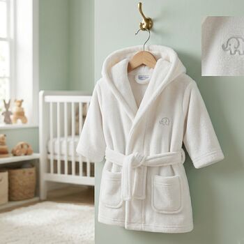 Personalised White Fleece Hooded Dressing Gown, 8 of 8