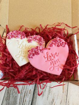 Personalised Heart Biscuit Letterbox Gift – Vanilla Iced Biscuits With Love Sprinkles, 5 of 5
