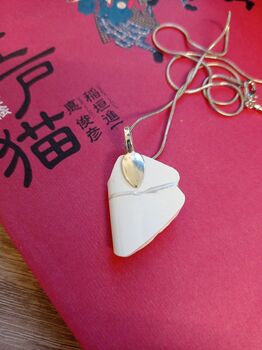 White Stoneware Kintsugi Pendant, 4 of 6