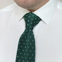 Men's Square End Knitted Tie With Dots | Dark Green, thumbnail 5 of 5