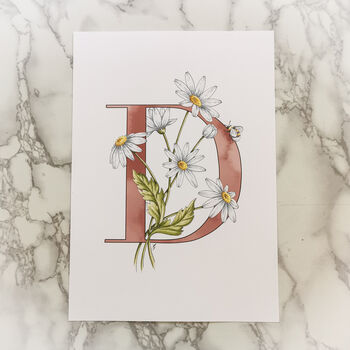D Is For Daisy Coloured Initial Print, 4 of 11