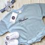 Personalised Embroidered Baby Sweatshirt Romper, thumbnail 3 of 4