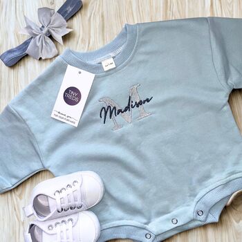 Personalised Embroidered Baby Sweatshirt Romper, 3 of 4