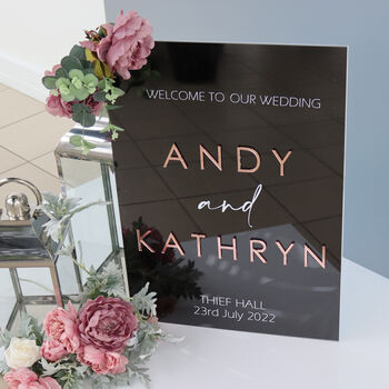 Welcome To Our Wedding Black Acrylic Sign, 6 of 7