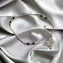 Silver Black Beaded Braided Chain Asian Payal Anklet, thumbnail 1 of 3