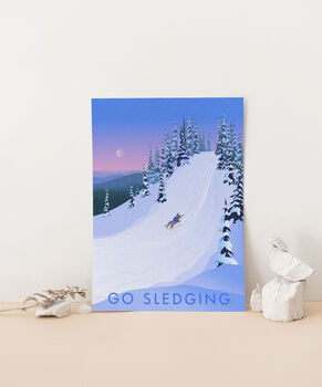 Go Sledging Travel Poster Art Print, 3 of 8