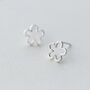 Sterling Silver Flower Outline Stud Earrings, thumbnail 1 of 4