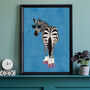 Zebra Rollerskating Custom Personalkised Art Print, thumbnail 1 of 6