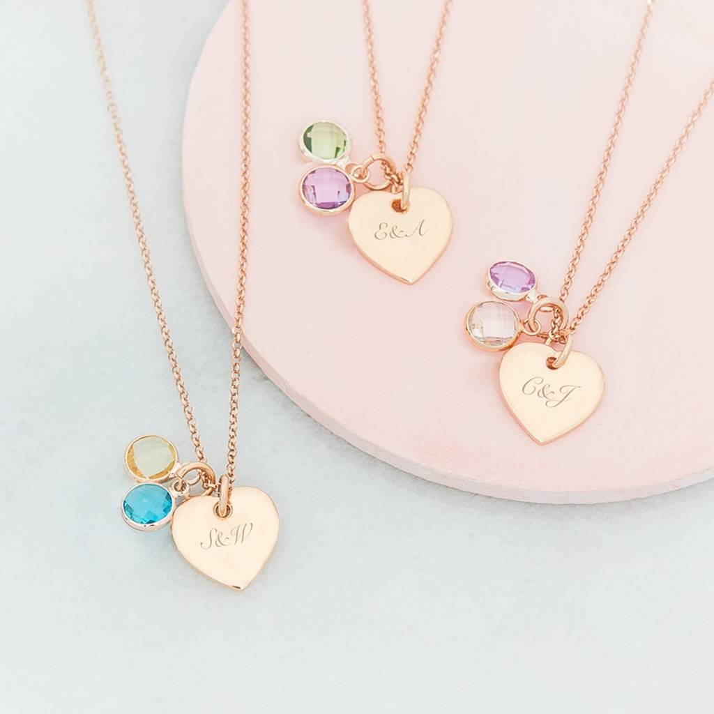 Personalised You And Me Heart Birthstone Necklace, 1 of 9