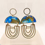 Blue Gold Flake Arch Statement Earrings For Her, thumbnail 7 of 12