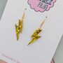 Gold Lightning Bolt Earrings Small And Large, thumbnail 7 of 8