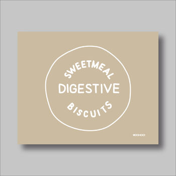 Custard Cream, Jammie Dodger, Bourbon And Digestive Biscuits Set Of Four Beige Prints, 4 of 10