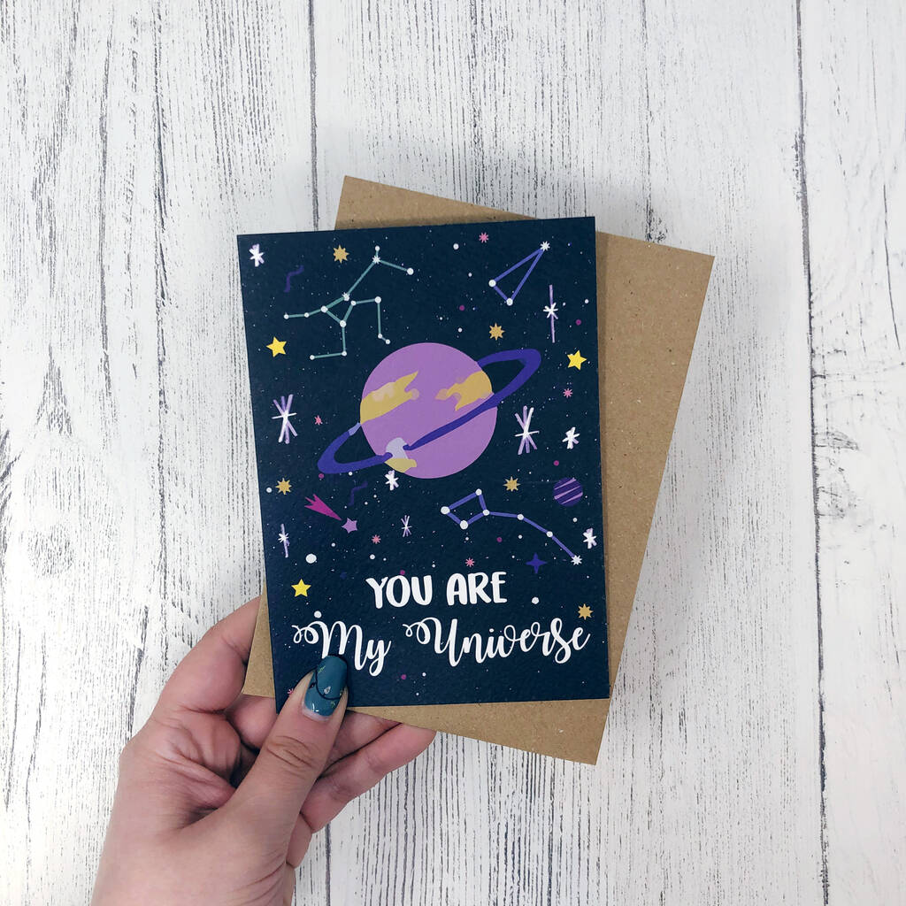 Romantic Anniversary Card 'You Are My Universe' By Xoxo Designs by Ruth