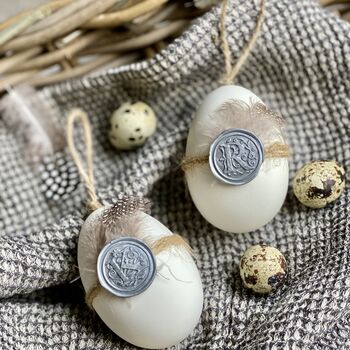 Goose Egg With Quail Feathers And Personalised Wax Seal, 7 of 9