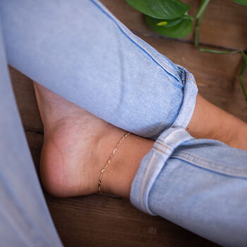Delicate 18 K Bohemian Gold Plated Chain Anklet, 3 of 10