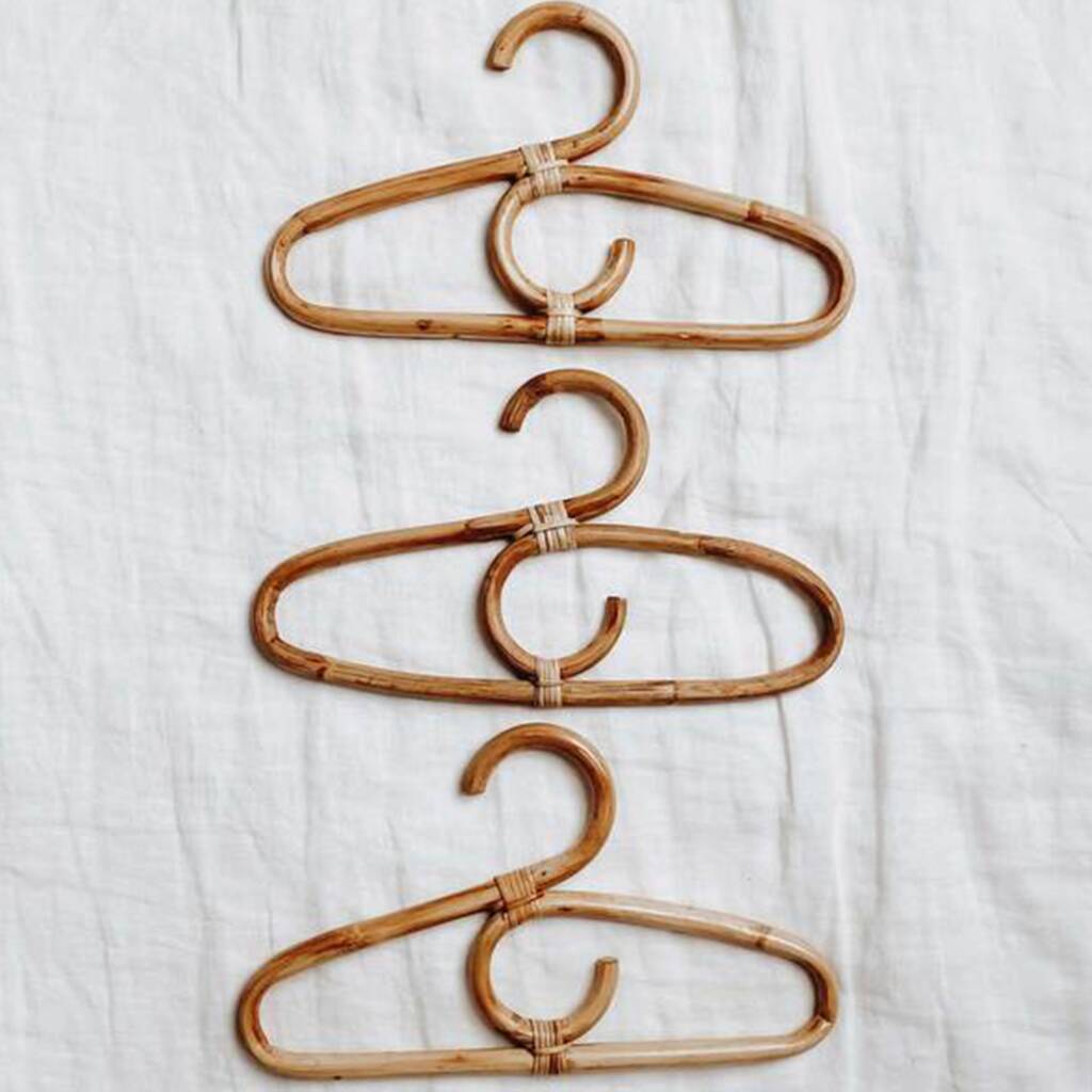 Curved Baby And Kids Rattan Hanger Set Of Three, 1 of 6