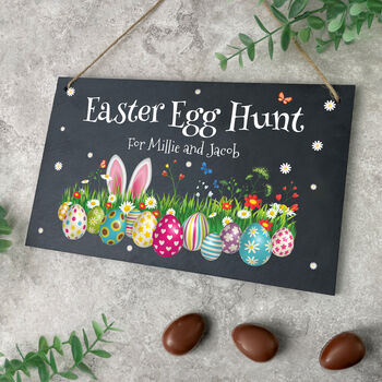Personalised Colourful Easter Slate Hanging Sign 25 X 15cm, 5 of 6
