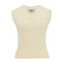 Cable Knit Slipover In Cream Vintage 1940s Style, thumbnail 1 of 2