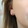 Sterling Silver Opal Heart Stud Earrings, thumbnail 4 of 4