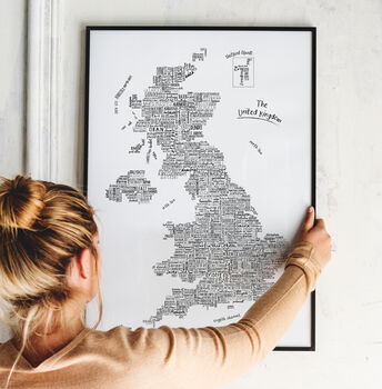 UK Places Typographic Map Print, 2 of 11