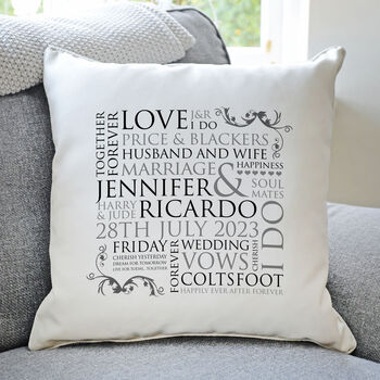 Personalised Wedding Word Design Cushion, 4 of 5