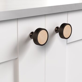 Solid Brass Bronze Cabinet Knobs With Wood Inserts, 4 of 7