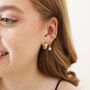 Beaded Daisy Huggie Hoop Earrings In Gold Plating, thumbnail 3 of 3