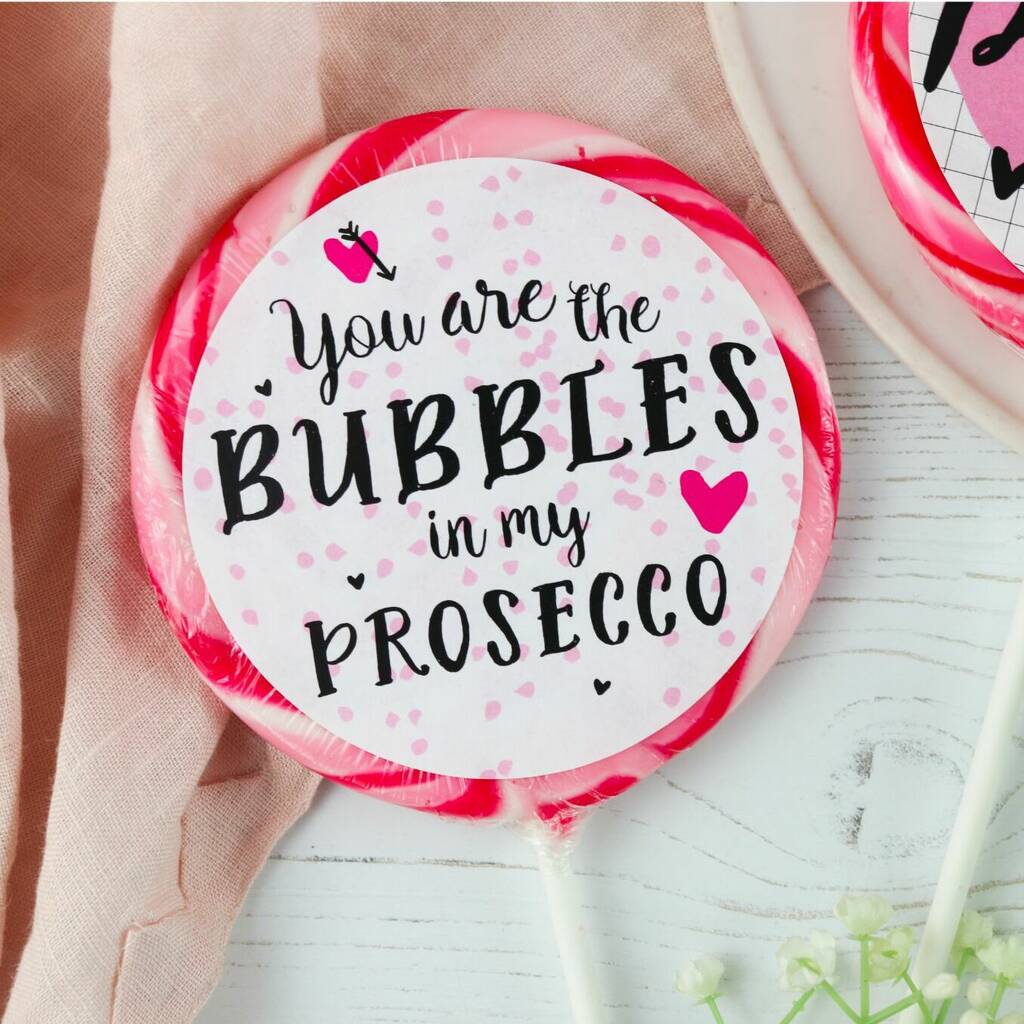 Valentines Raspberry Prosecco Giant Lollipop Set By Holly's Lollies