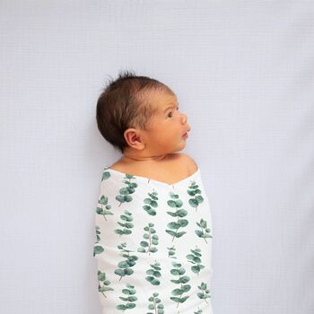 Muslin Swaddle Baby Blanket Baby Gift Eucalyptus, 8 of 12
