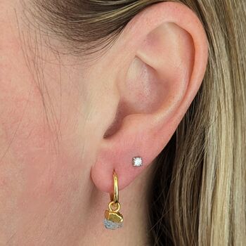 March Birthstone Earrings, Aquamarine, Gold Plated, 4 of 7