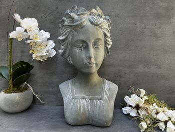 38cm Grey Female Bust Statue Elegant Lady Head Decor, 8 of 12