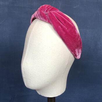 Hot Pink Silk Velvet Knotted Headband, 2 of 2