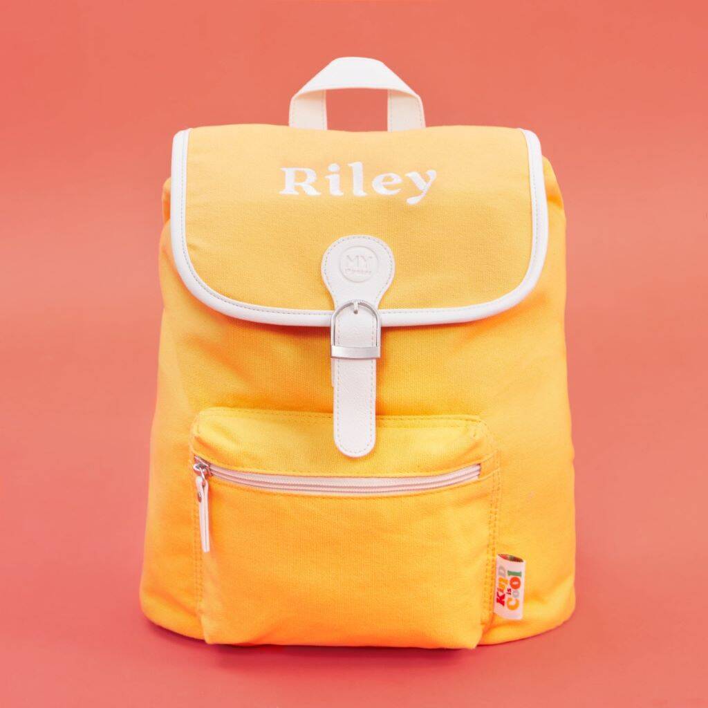 Personalised Yellow Canvas Backpack By My 1st Years   Original Personalised Yellow Canvas Backpack 