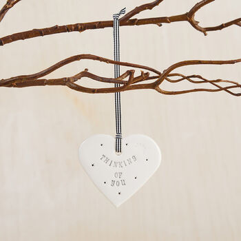 'Thinking Of You' Ceramic Heart Decoration In Gift Box, 2 of 3