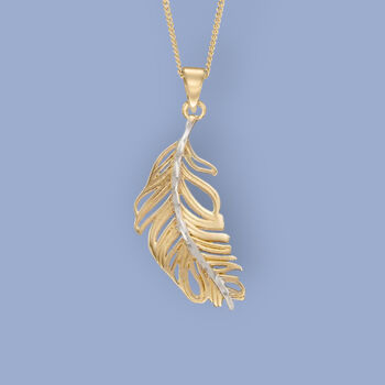 Angel Feather Necklace In 9ct Gold, 3 of 5
