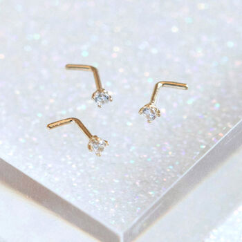 14 Carat Gold Solitaire Nose Stud, 3 of 4