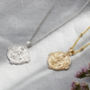 Durga Goddess Coin Necklace In Silver Or Gold Vermeil, thumbnail 5 of 6
