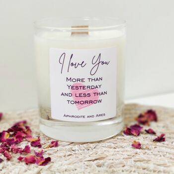 Personalised Valentine's Candle With Wooden Wick, 3 of 5
