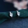 Sterling Silver Heart Cz Huggie Hoop, thumbnail 3 of 12