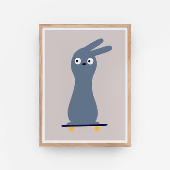 Skateboarding Bunny Rabbit Art Print 30cm X 40cm, 4 of 7