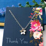 Sterling Silver Tiny Flower Thank You Teacher Necklace, thumbnail 3 of 9